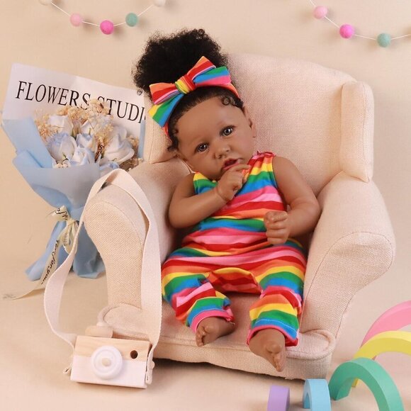 🔥 Hoomai Realistic Reborn Baby Dolls Yellow Soft Body African 22.8 Inch Kids